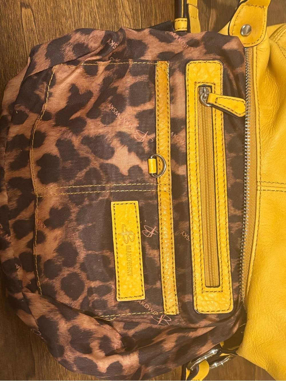 b. makowsky Yellow Leather Studded Fringe Crossbody Bag - Picture 9 of 10